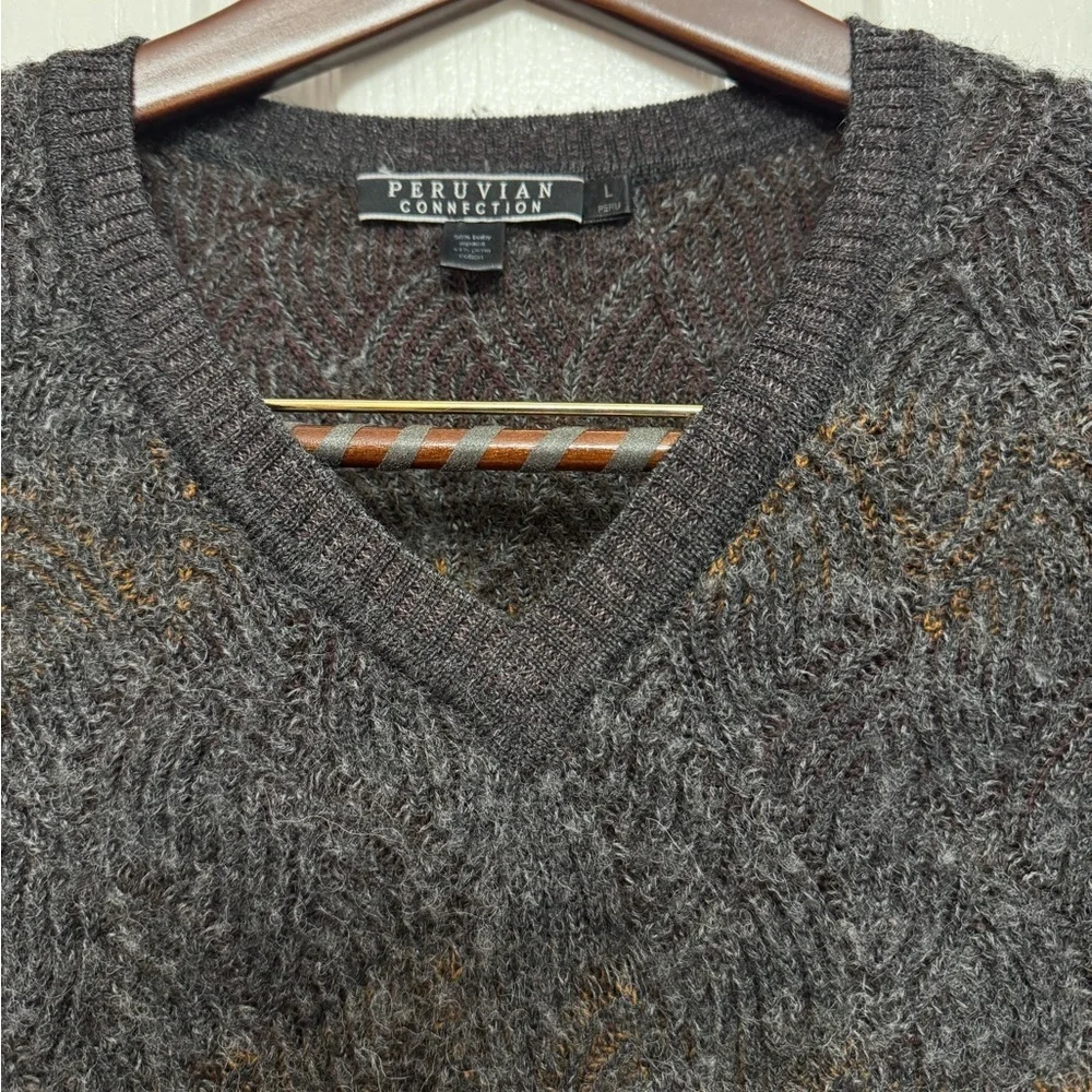 Peruvian Connection Alpaca Wool Sweater Vest V-Neck Size L Peru